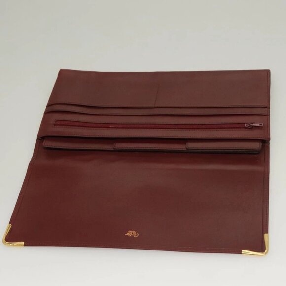 CARTIER Must Line Clutch Bag Leather Bordeaux Gold - Picture 7 of 15